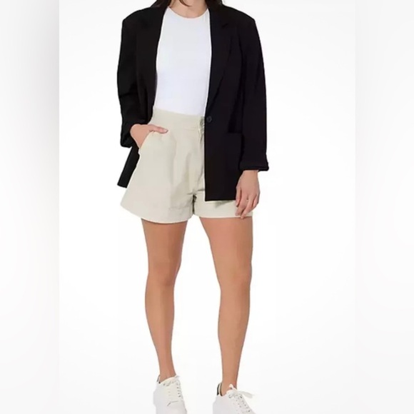 JOIE Pleated High Rise Short In Color Rainy Day Cotton / Linen Blend XL NEW - Picture 1 of 11